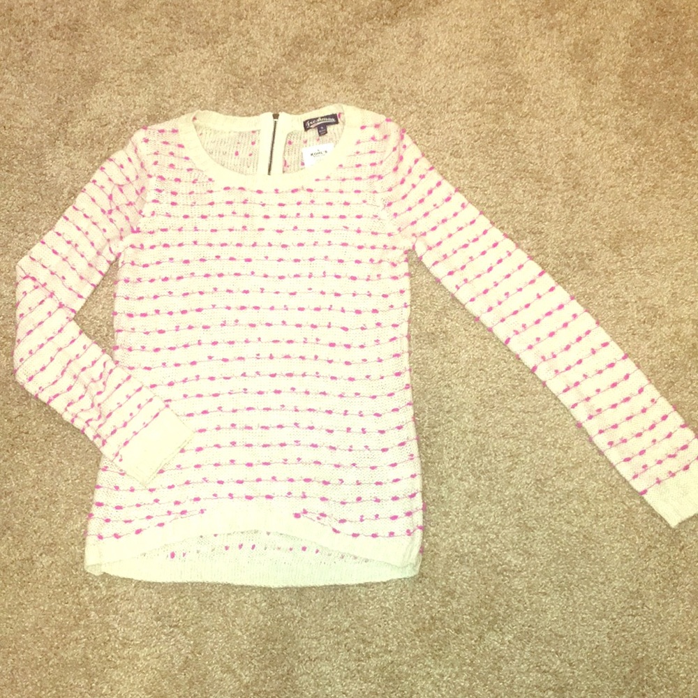 Cute pink/white thin long sleeve top (small)